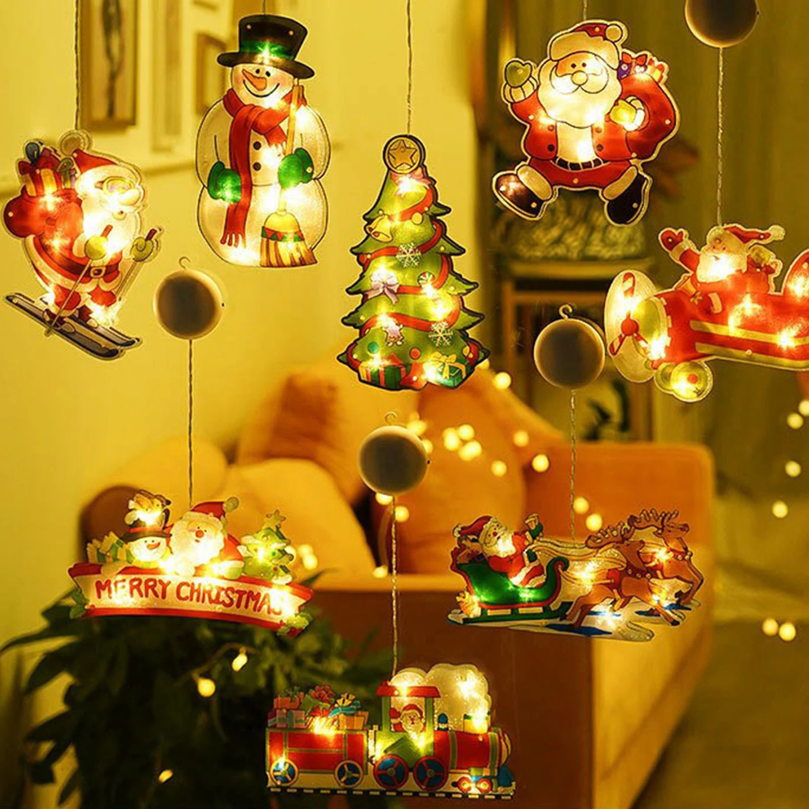 

Christmas Lights Christmas Window Decoration Creative Lights Christmas Suckers Party Decorations Lights Bedroom Indoor Outdoor