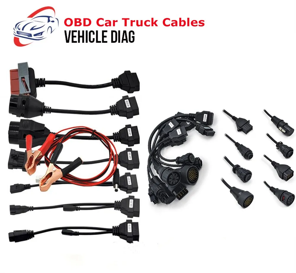Горячая OBD кабели для грузовиков OBD2 автомобильные Кабели диагностический Соединительный адаптер 8 шт. полный набор автомобильных кабелей для грузовиков диагностический инструмент