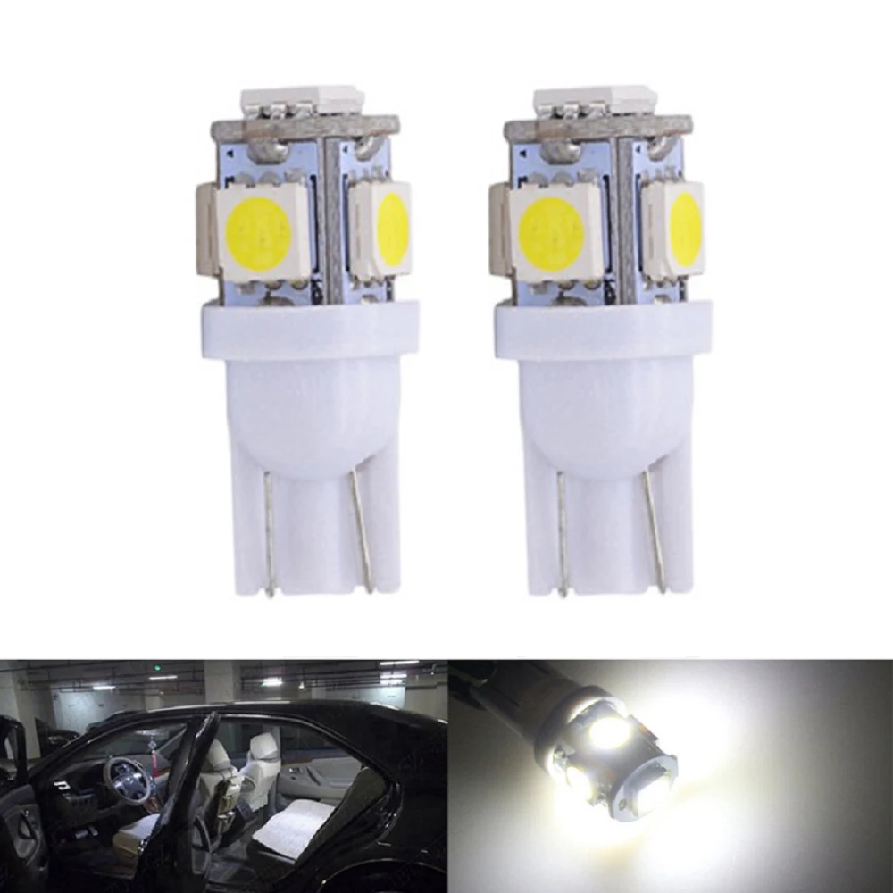

2PCS T10 LED 12V Car Turn Side Bulb W5W 6000K 60LM 168 194 Auto Wedge License Interior Reading Dome Light Parking Lamp 5050 SMD