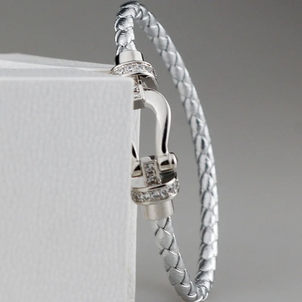 

KT Jewelry Luxury Bracelets High Quality 1:1 LOGO Classic Horseshoe Red Leather Bracelets fred Jewelry For Couples