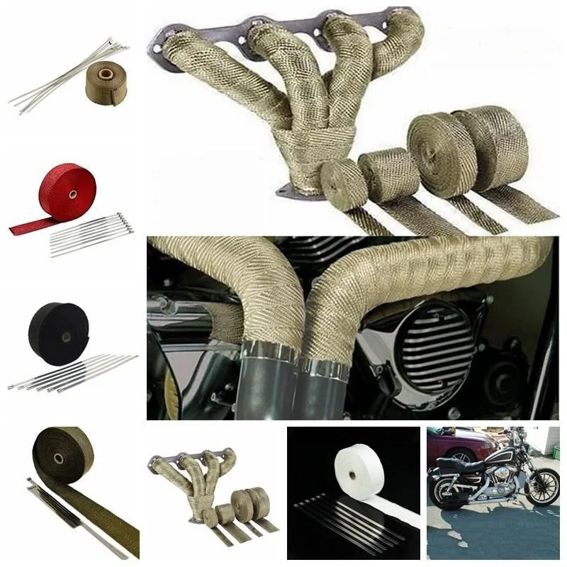 

Motorcycle Exhaust Thermal Exhaust Tape Header Heat Wrap Resistant Downpipe Turbo Mainfold Heat Exhaust Wrap Car Accessories