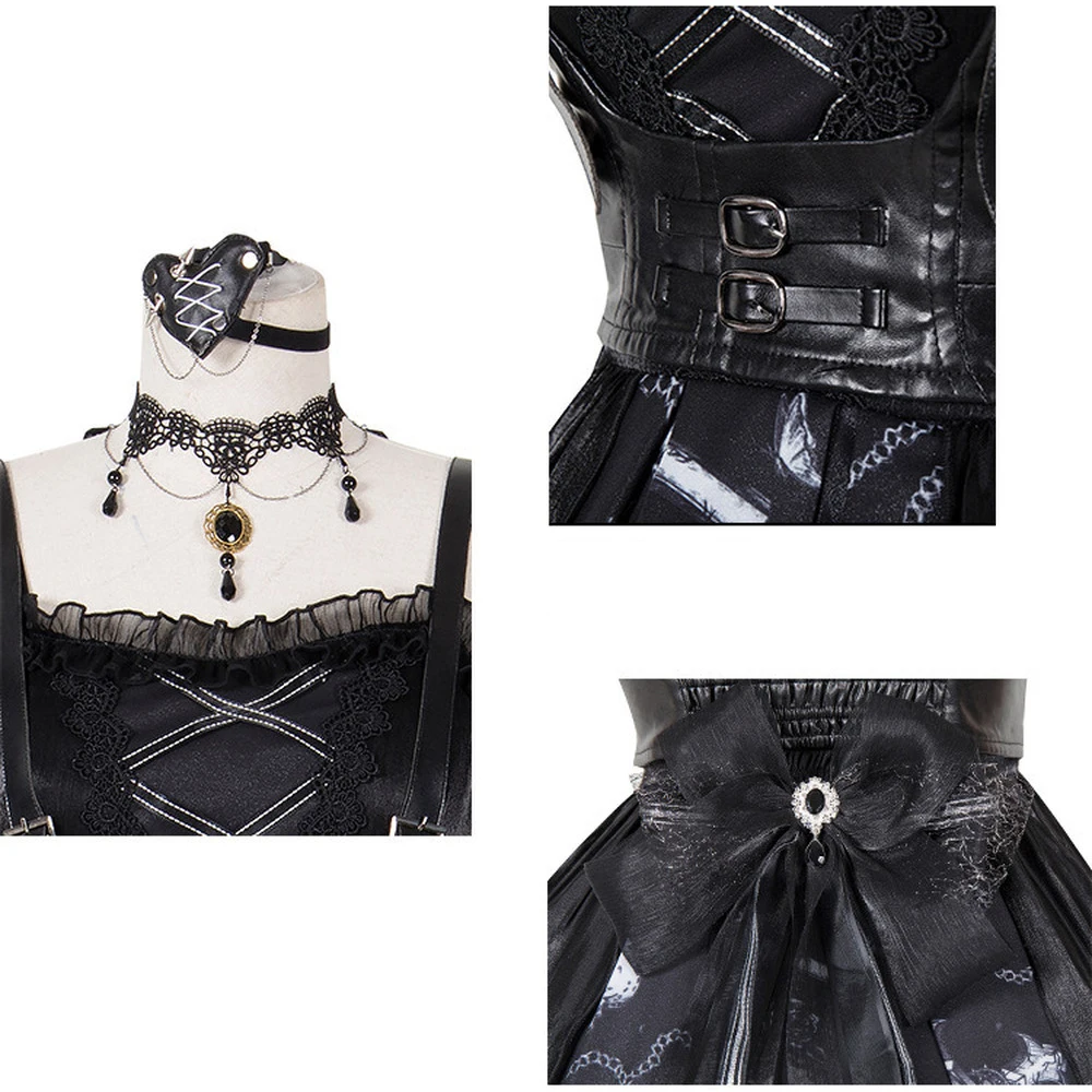 

2021 New Gothic Lolita Dress Woman Retro Kawaii Chiffon Palace Princess Party Wear Lantern Sleeve Printed Cute Cosplay Costumes