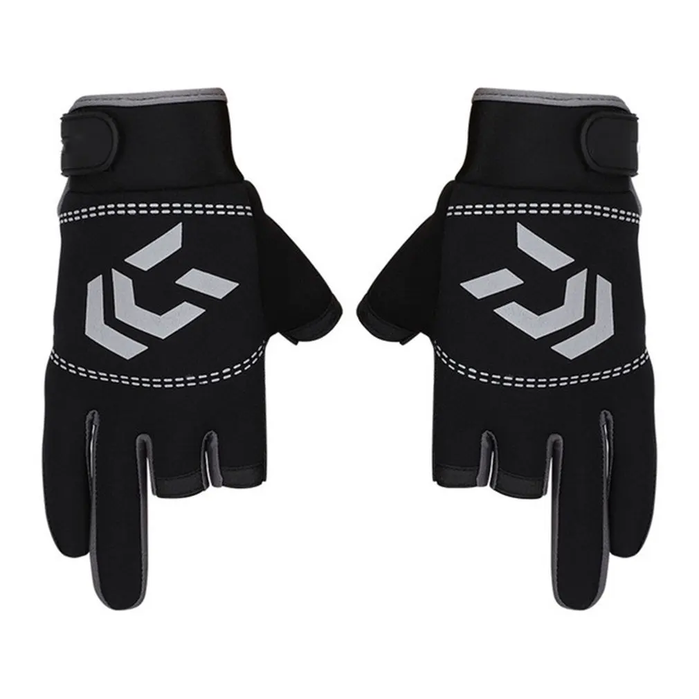 

1 Pair Outdoor Fishing goods Gloves Men Women Non-slip 3 Fingers Cut Sports Half Finger Fishing Equipment Fishing SBR Glove