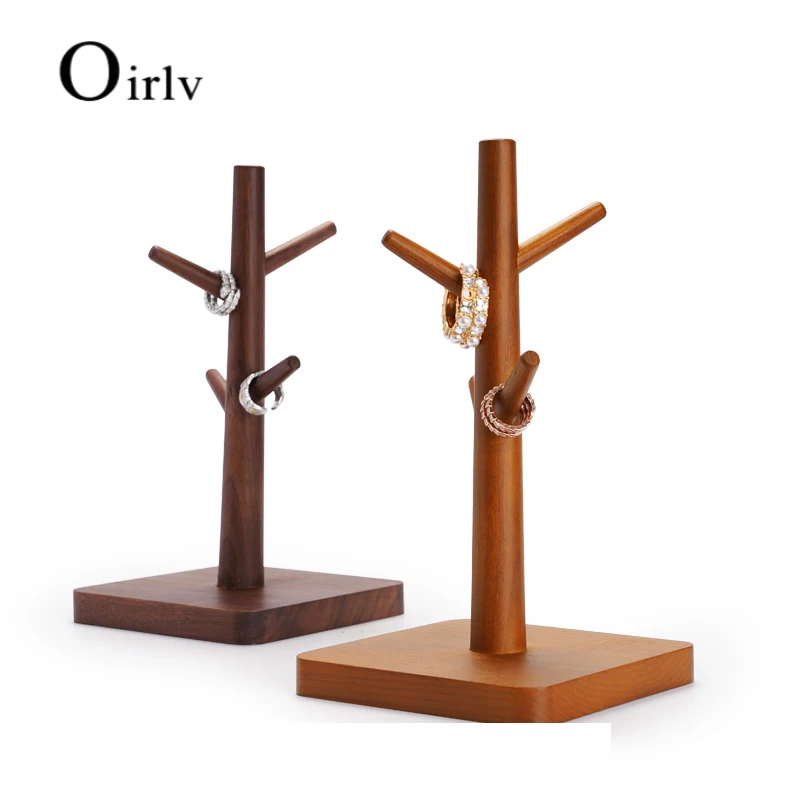 

Oirlv New Soild Wood Ring Display Stand 14*14*25.7cm Walnut Jewellery Display Tree for Bracelet Watch Holder Organizer