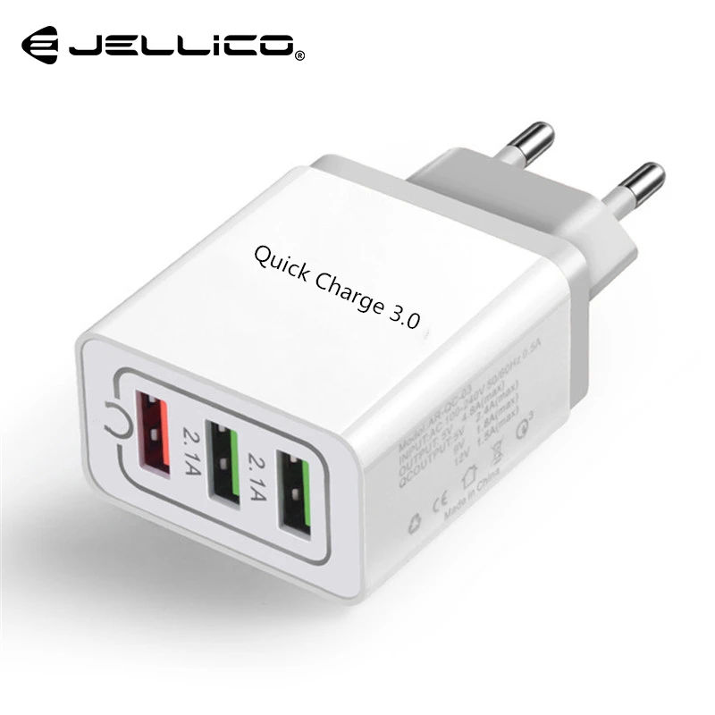 Grey Jellico quick charge 3,0 USB зарядное устройство для iPhone X 8 7 iPad быстрое настенное зарядное устройство для samsung S9 Xiaomi Mi 8 huawei P20 Pro 3 порта - Тип штекера: Grey