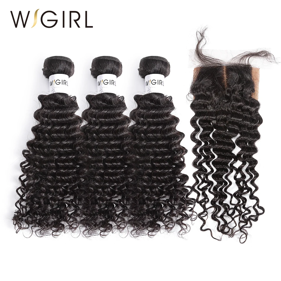 Links Hair 8-30 дюймов бразильские человеческие вплетаемые волосы 28 30 дюймов глубокая волна 3 4 пряди с кружевной застежкой Remy волосы для наращивания