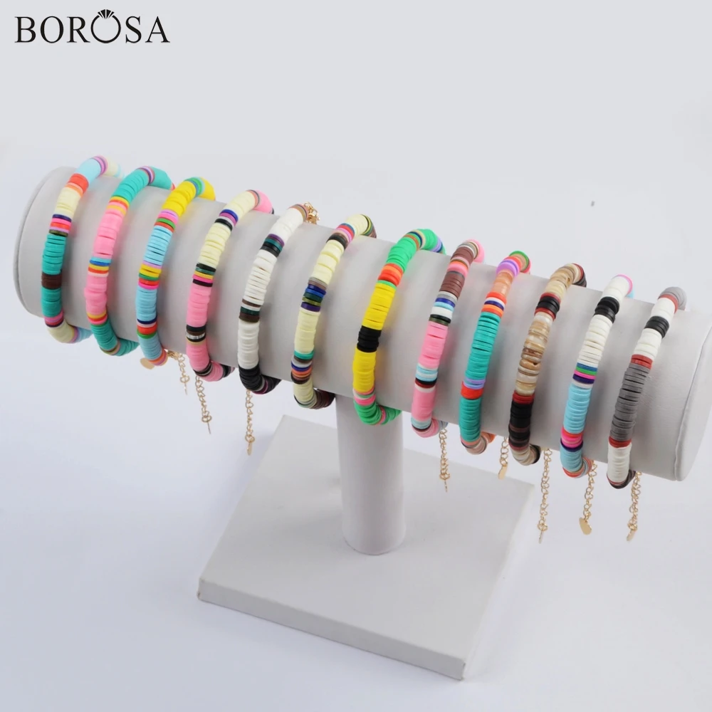 1PCS Boho Bohemia Handmade Bracelets Charms for Women Rainbow Polymer Clay Beads Ankel Bracelet Summer Jewelry Men HD0090 | Украшения и