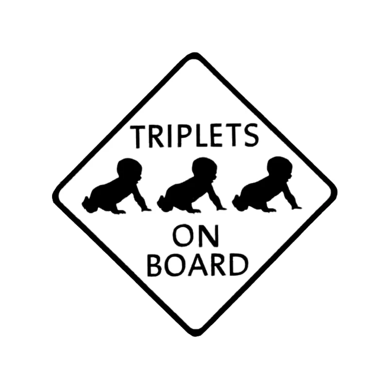12.7CM*12.7CM TRIPLETS ON BOARD Car Sticker Decal Vinyl Black/Silver C10-00099