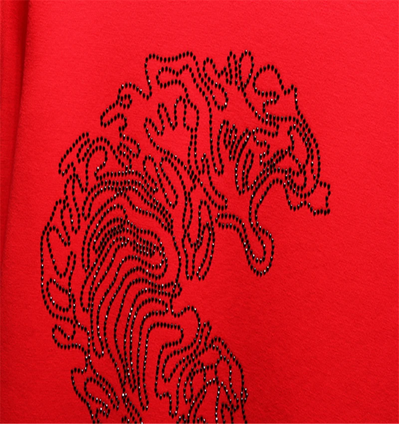 

2021 New Autumn And Winter Hoodies Men's Fashion Hot Drilling Tiger O Collar High Quality Pullover
