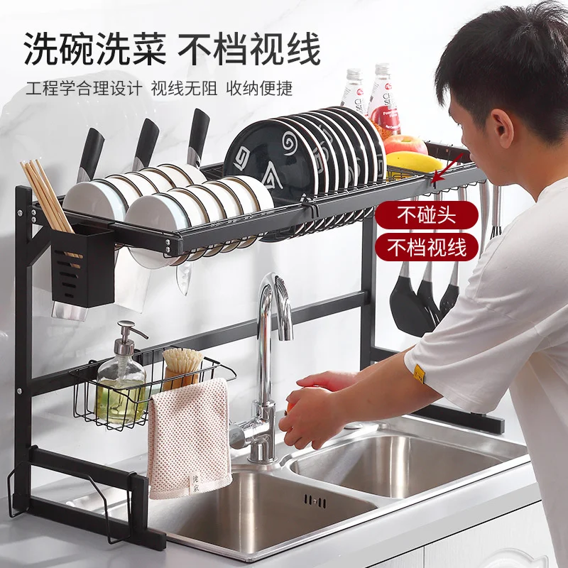 Черная раковина для раковины Нержавеющая сталь сушилка посуды обеденная тарелка