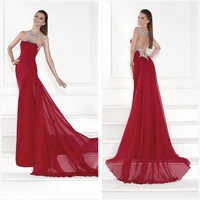 new fashion scoop neck cap sleeve red chiffon prom dresses 2015 hollow back long prom dresses