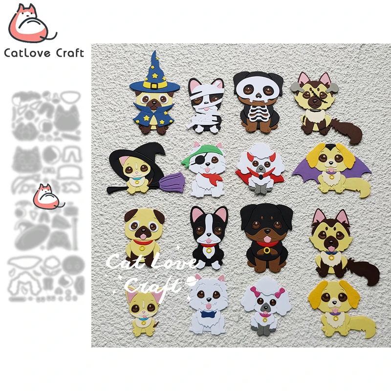 Catlove собака животное Хэллоуин металлические высекальные штампы искусственные