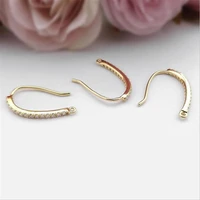 real gold color plated brass crystal u shape ear wires hooks clasps connector diy earrings jewelry making findings accessories
