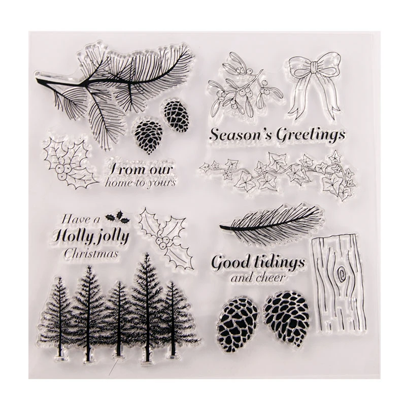 

Silicone Clear Stamps CUTTING DIES For Scrapbooking STENSICLS PINE TREES DIY PAPER Album Cards MAKING Transparent RUBBER Stamp