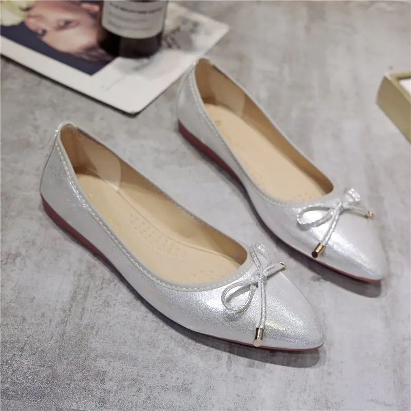 

New Flats Shoes Woman Soft Women Casual Shoes Leather Bowknot Flats Shoes Slip on Loafers Pointed Toe Women Shoes H768