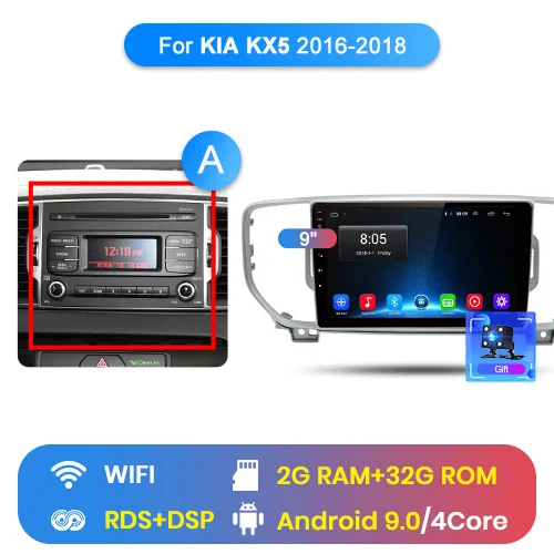 WIFI (2GB 32GB) A Junsun V1 2 ГБ+ 32 ГБ, Android 9,0 DSP автомобильный радио мультимедиа плеер gps навигатор для KIA Sportage 4 аудио 2Din dvd - Цвет: WIFI (2GB 32GB) A