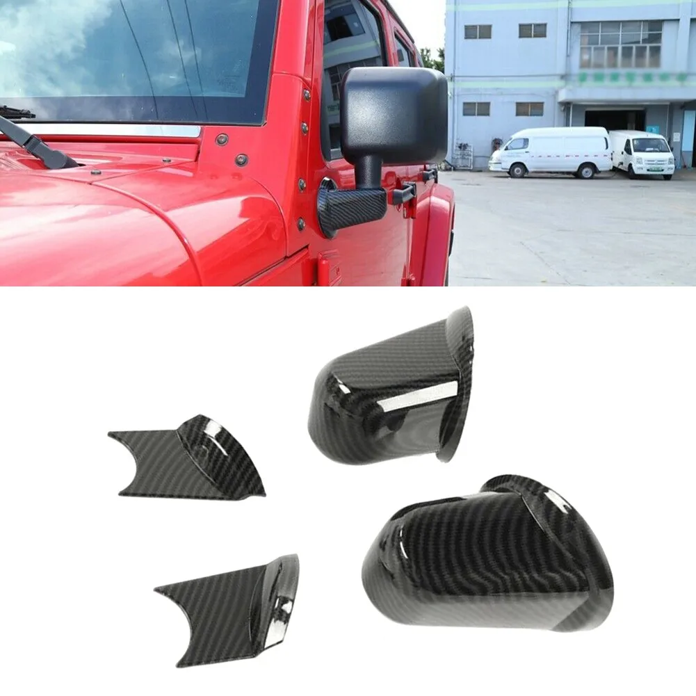 

Carbon Fiber Exterior Rearview Mirror Base Cover Trim For Jeep Wrangler JK 07-17 Car Accessories Car Interior Decoration ABS