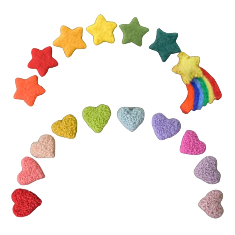7/10 piezas DIY, fieltro de lana de beb&eacute; hecho a mano, arco&iacute;ris, estrellas, coraz&oacute;n de amor, decoraci&oacute;n para fiesta en casa 2021-2