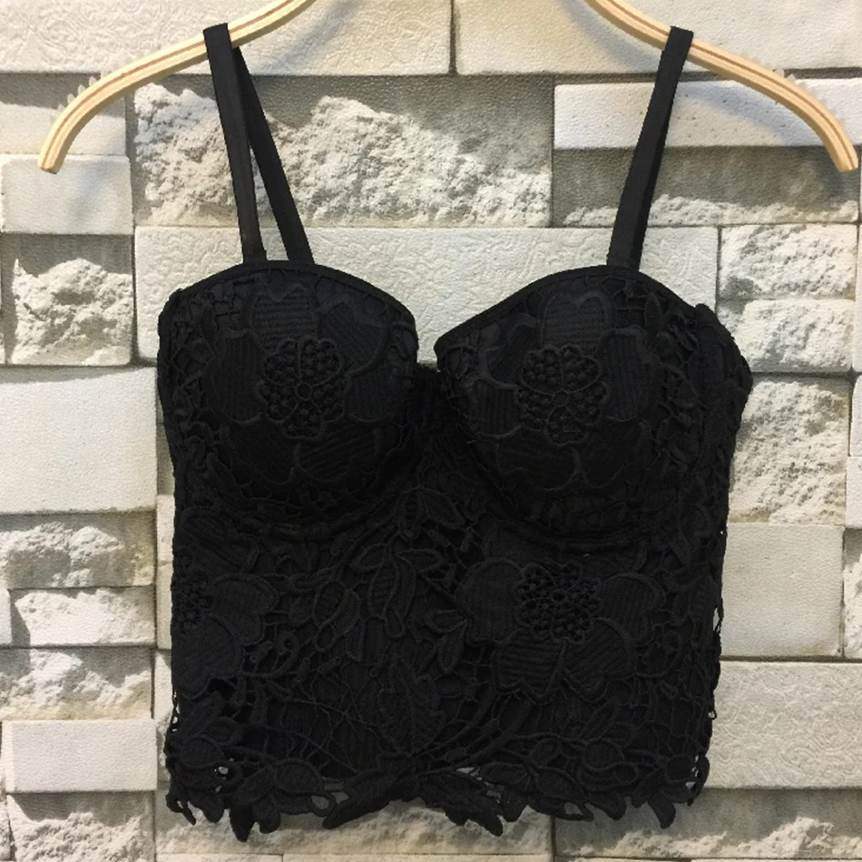 2020 New Women Embroidery Lace Tops Solid Short Camis chain White Red Black Spaghetti Strap Hot Celebrity Party Club Tank Top
