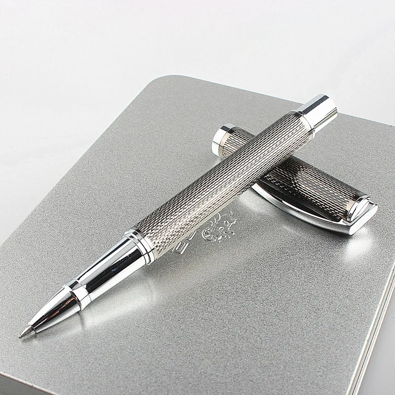 Ручка роллер Luxury High Quality 865 серого цвета с наконечником 0,5 мм и 5 синими запасными стержнями - новые канцелярские принадлежности для офиса и школы.