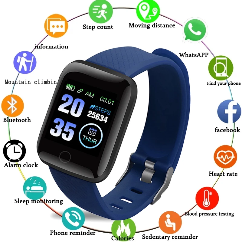 

Smart Watch Fitness Tracker Health Wristband Blood Pressure Heart Rate Men Women Watch for Android Ios Phone 116 Plus
