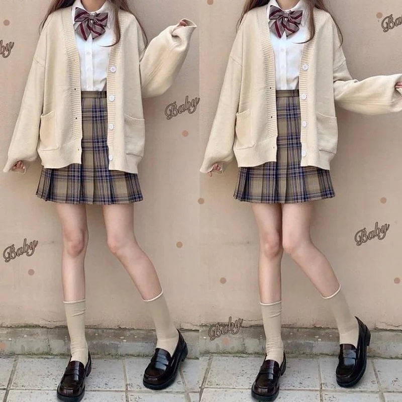 

Women Cardigan Preppy Pockets Young Solid Daily Oversize School Girls Spring Soft Sweaters Classic Korean Style Females Popular