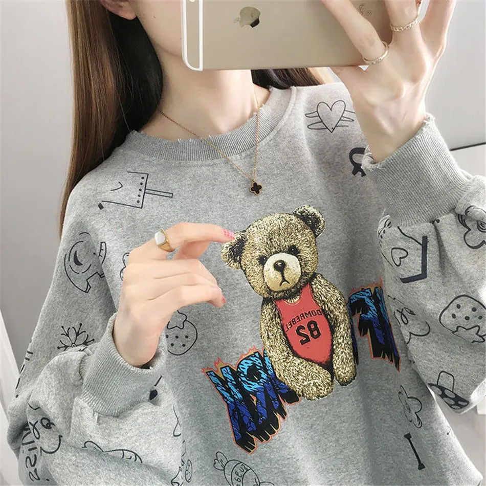 

Толстовка Женская хлопковая средней длины с круглым вырезом и длинным рукавом