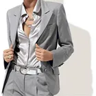 Женские костюмы, брюки, жакет и брюки светильник-серый костюм, Официальный деловой женский индивидуальный костюм