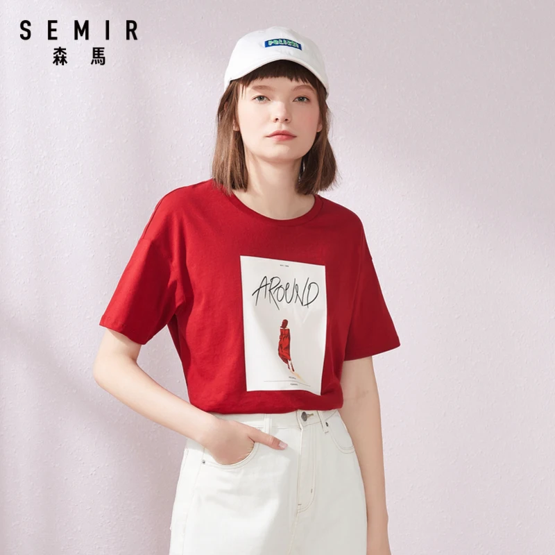 Футболка Semir женская с коротким рукавом хлопковая Удобная рубашка портретным