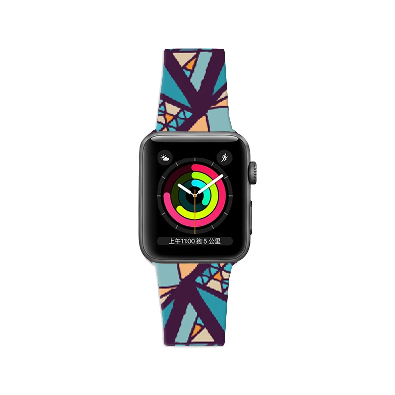 40mm 44mm Printing Watch Bands For Apple Watch 4 Rubber Strap Sport Bracelet 42mm 38mm For Iwatch 3 2 1 Accessories