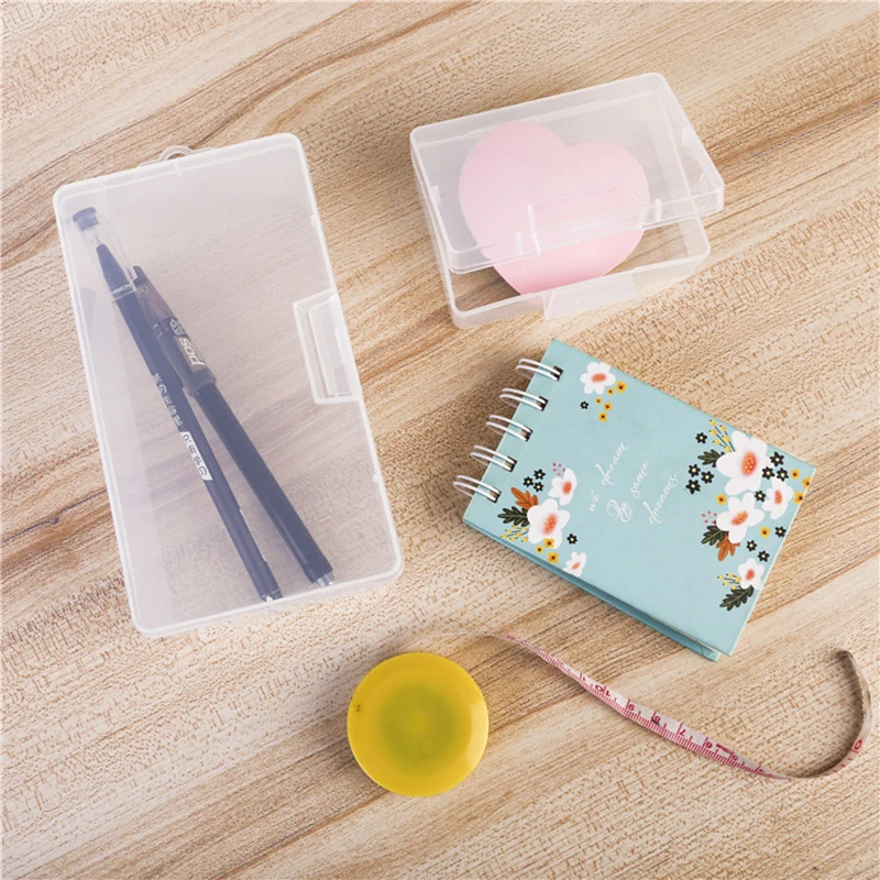 Пластиковая прозрачная коробка для хранения визиток маленькая канцелярских