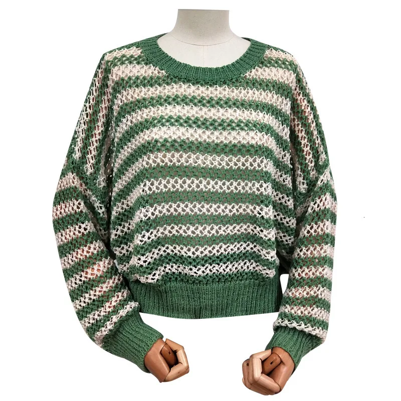 MEVGOHOT Women's Autumn Loose Stripe Sweaters Fashion Oversized Sweet O-neck Pullover Korean Sweater Female HD1098 | Женская одежда