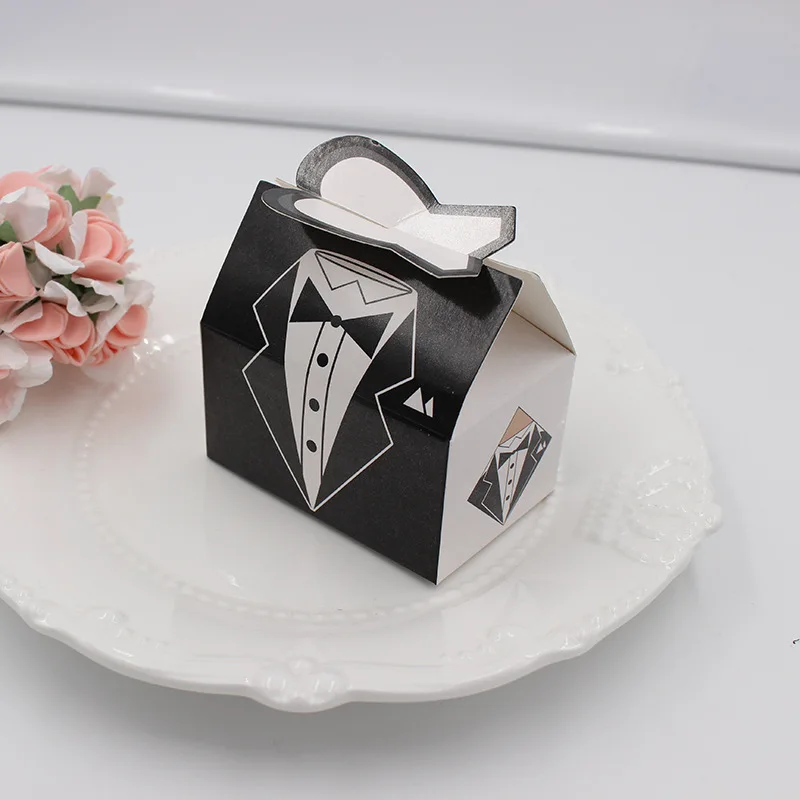 50/100 шт/упаковка милые розовые свадебные подарочные футляры смокинг для жениха