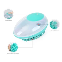 blue green cat dog 2 in 1 bath grooming massage brush shower comb easy shampoo dispenser loose hair remover massager for pet