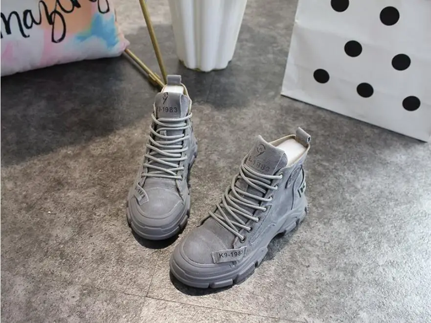 

2020 spring new ladies fashion shoes autumn comfortable Martin leather boots thick ankle boots female L1173