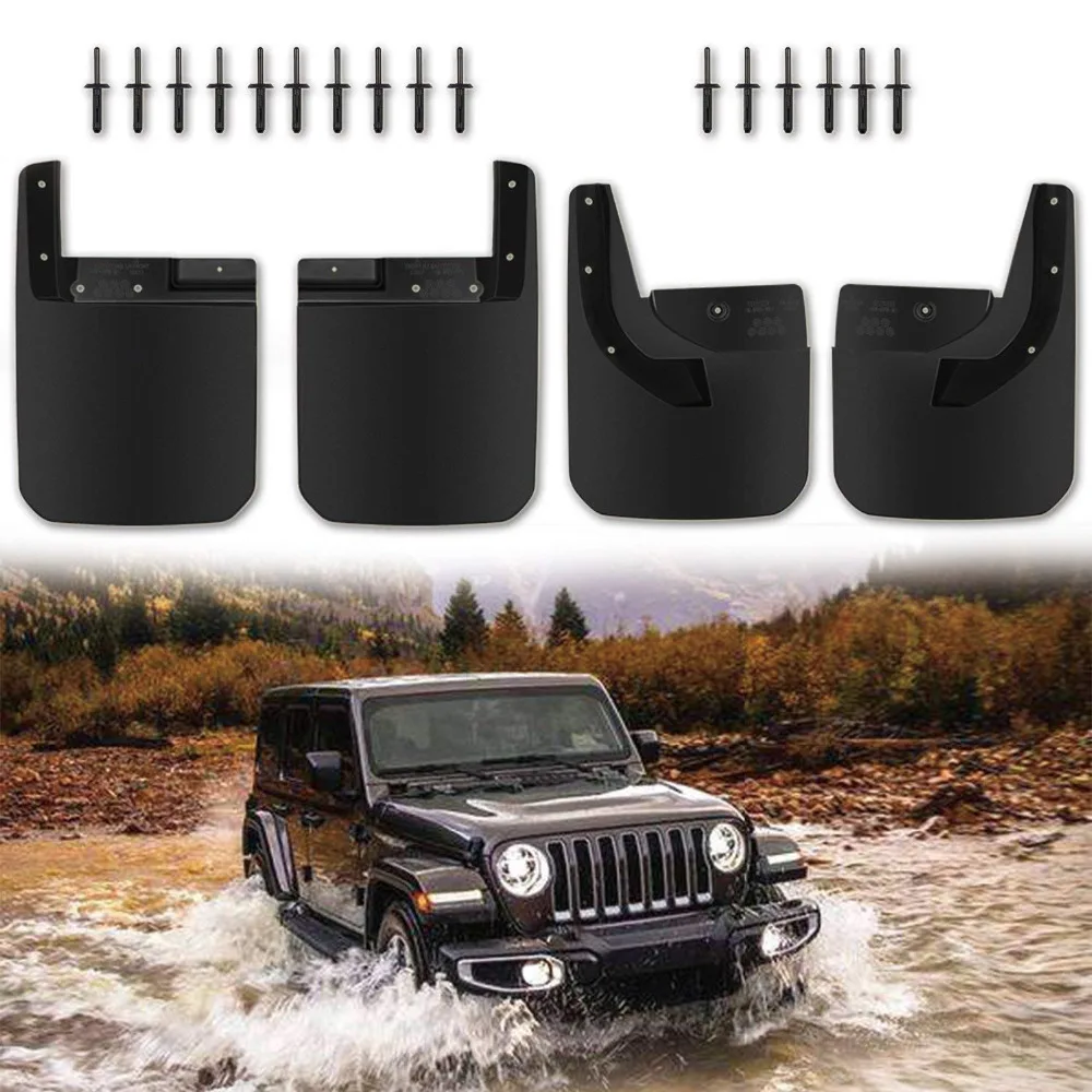 Chuang Qian Front and Rear Splash Guards Fender Flares Mud Flaps Replace 82215333 82215332AB for 2018 2019 Jeep Wrangler JL | Автомобили и