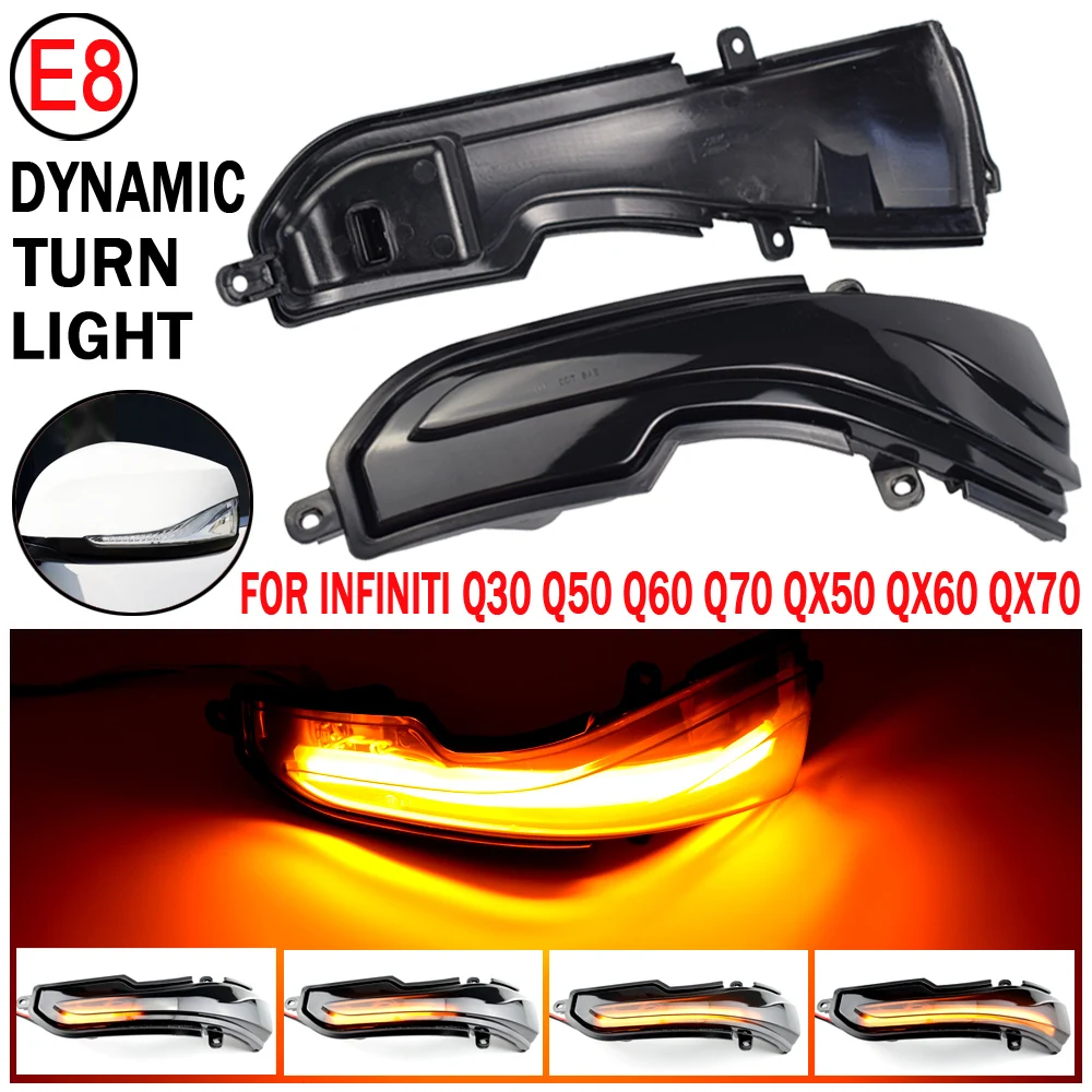 

For Infiniti Q50 Q60 Q70 QX50 QX60 QX70 Nissan Skyline Dynamic Blinker Sequential Turn Signal LED Side Mirror Indicator Light