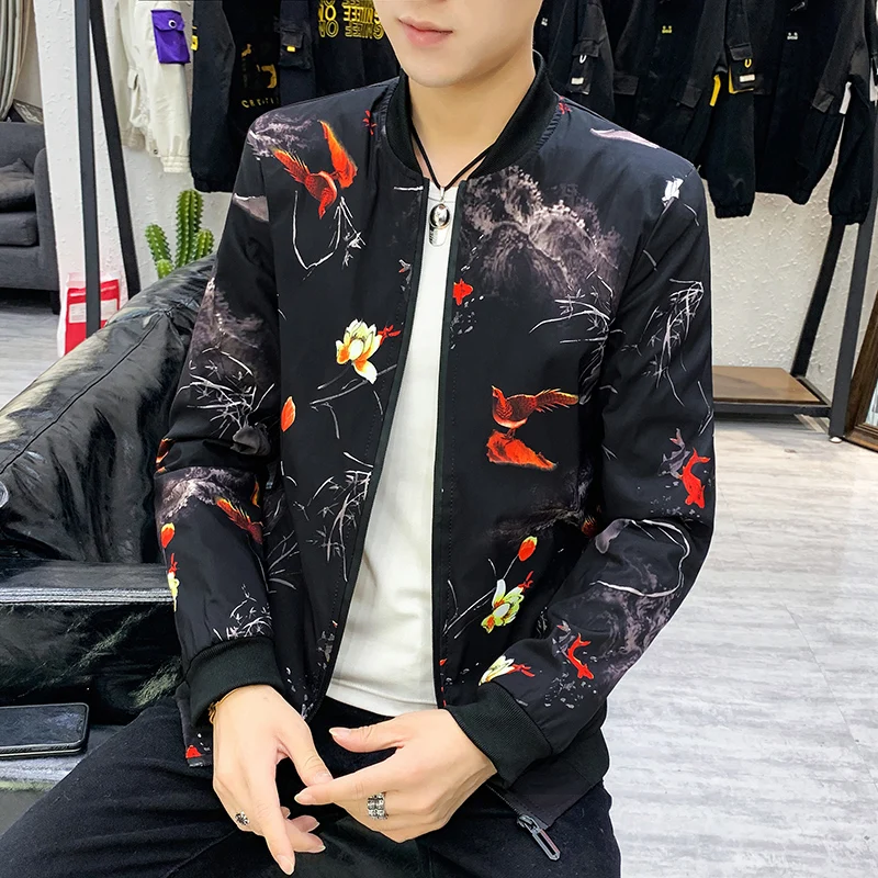 Мужская куртка 2019 весна и осень Новая повседневная мужская модная со стоячим