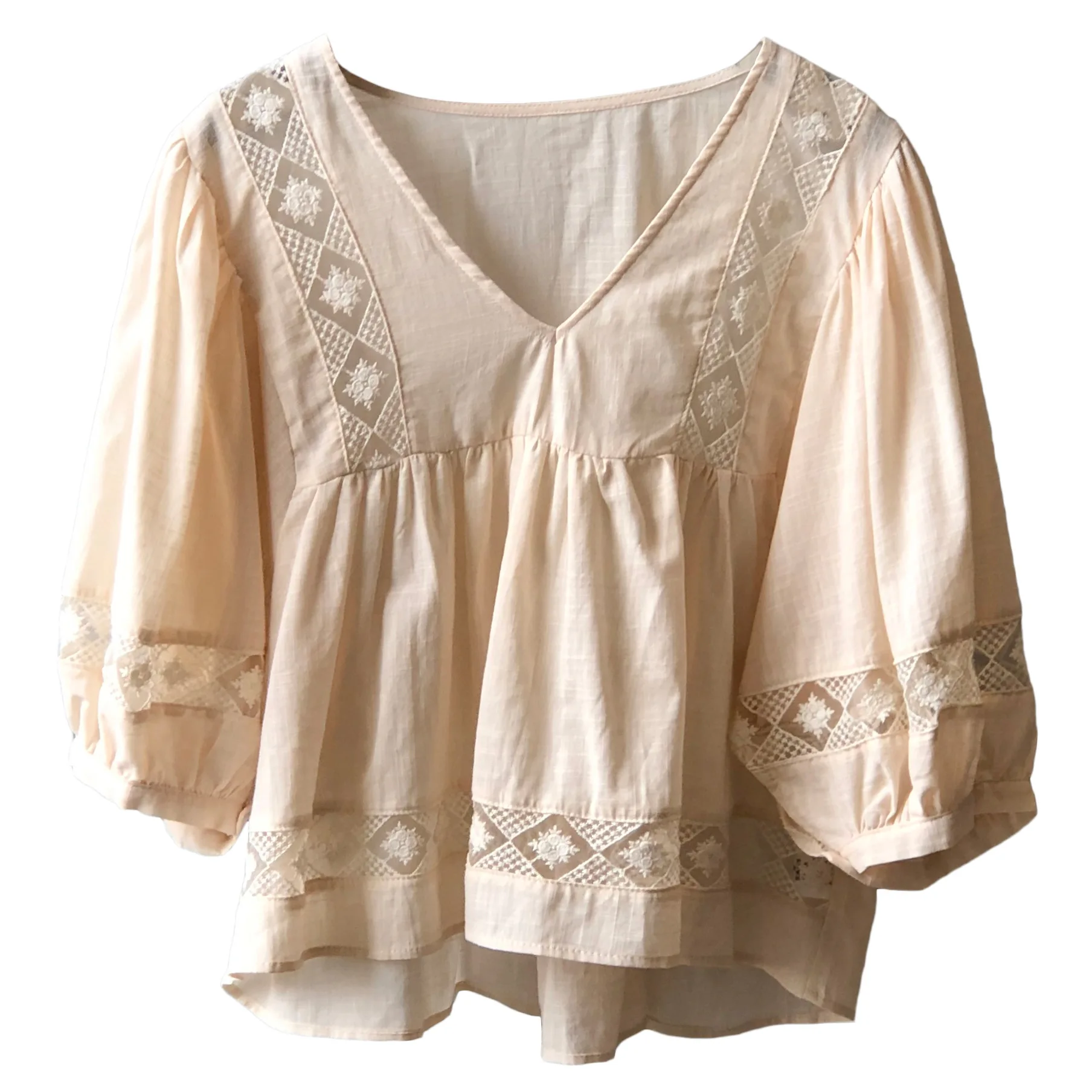 

v-neck shirt female summer new lace women loose blouses 0923#
