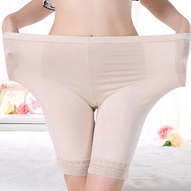 

Размера плюс эластичные глянцевые брюки, не натирают ноги для больших брюк, безопасные короткие брюки для женщин