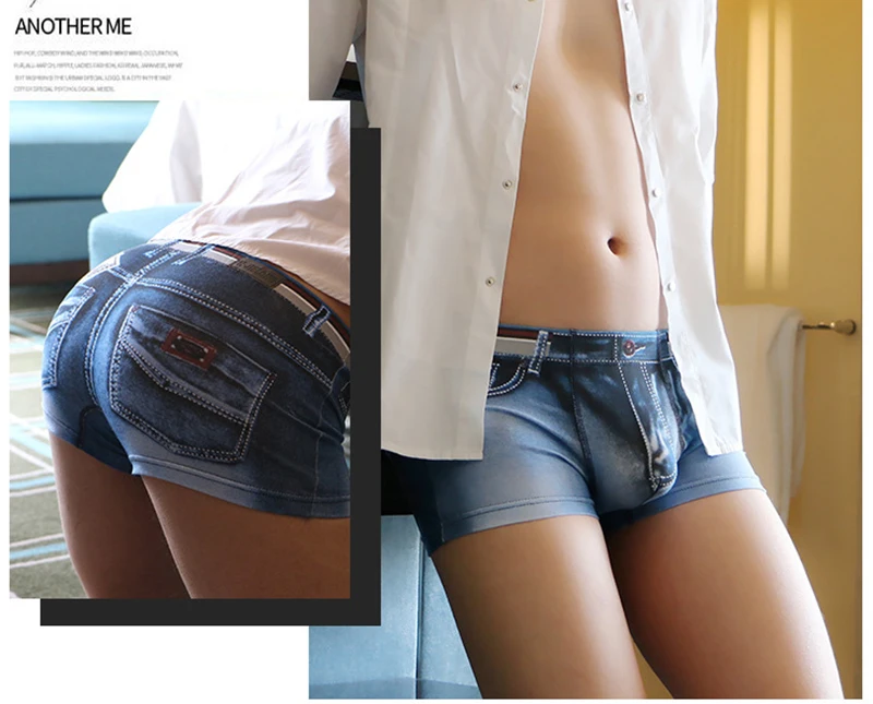 3D печать хлопок джинсы стиль мягкие сексуальные боксеры Спортивное нижнее белье