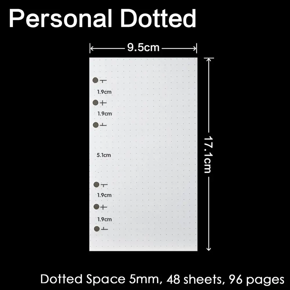 Personal A6 Dotted Высокое качество, записная книжка с кольцом A5, A6, A7, вставные заправки, 6 отверстий, вкладыш, дневник на спирали, планировщик, внутреннее ядро, 100 г, бумага - Цвет: Personal A6 Dotted