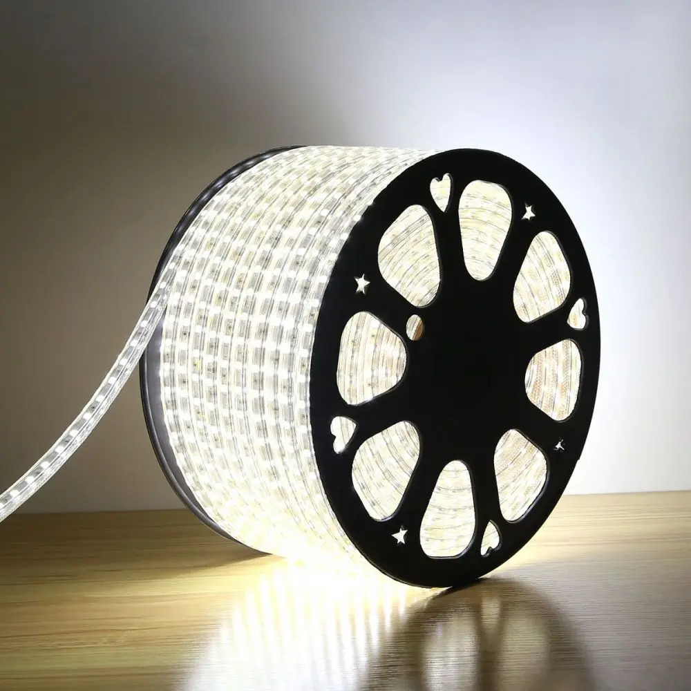 Светодиодная лента 220 В RGB 5050 SMD 60 светодиодов/м гибкая Водонепроницаемая с вилкой