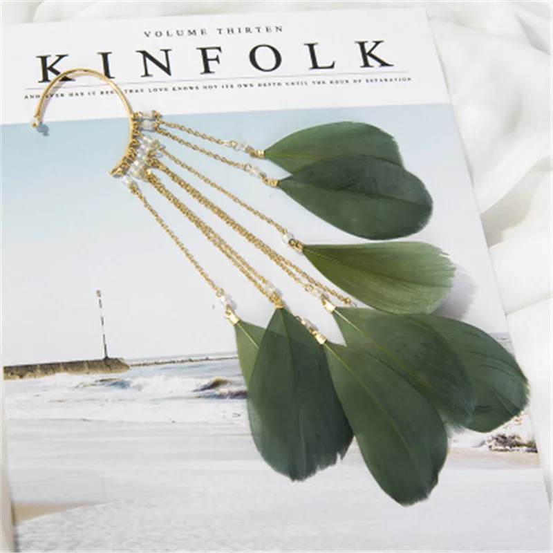 Женские винтажные длинные серьги с перьями 2 цвета 1 шт. ювелирные изделия