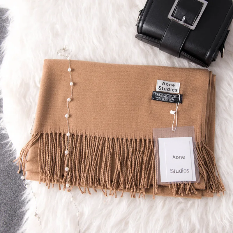 2022 зимние однотонные кашемировые шарфы с кисточкой для женщин lday Зимняя Толстая