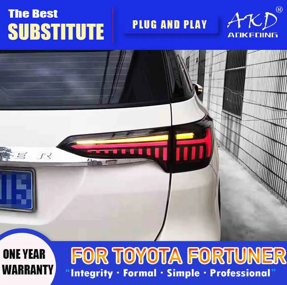 

Задний фонарь AKD для Fortuner светодиодный Tail 2016-2020 Fortuner, задний противотуманный тормоз, сигнал поворота, автомобильные аксессуары