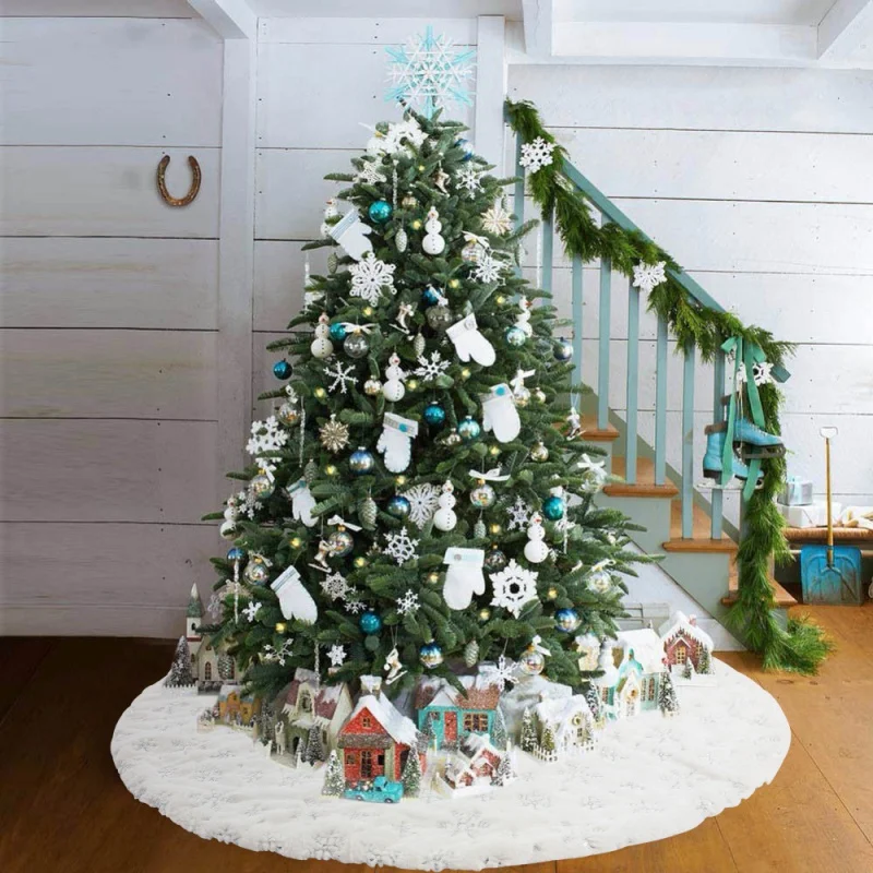 White Christmas Tree Skirt Plush Faux Fur Xmas Carpet Merry Decorations Ornament New Year Navidad Home Decor | Дом и сад