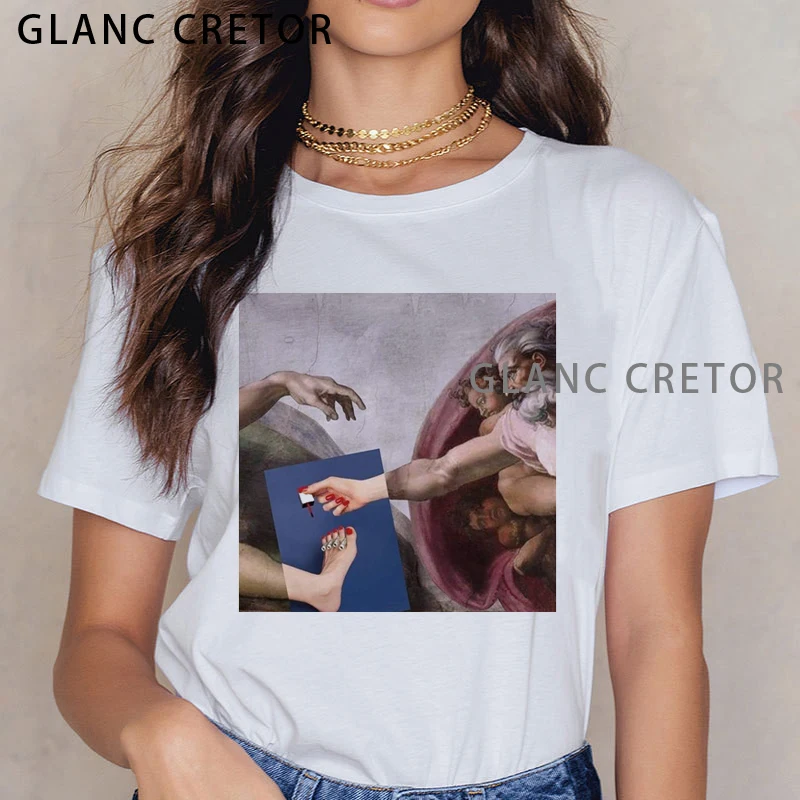 

90s Harajuku T Shirt Women Personality Printing New Michelangelo Aesthetic Fashion Graphic Tshirt Ullzang Woman T-shirt Tops Tee