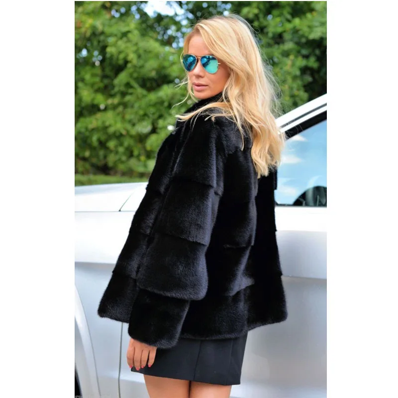 Winter Short Genuine Mink Fur Coat Stand Collar High Quality Mink Fur Jacket For Women Sleeve Bottom Removable Natural Fur Coats