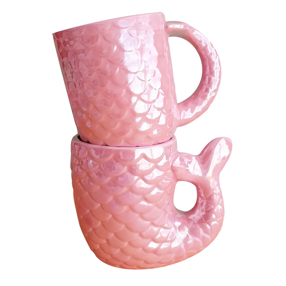 

Cute Mermaid Ceramic Cup Hot Cold Tea Cup Milk Coffee Mug with Spoon Lid Tea Mug Cute Mugs Hand Warmer Mug Teacup Drinking